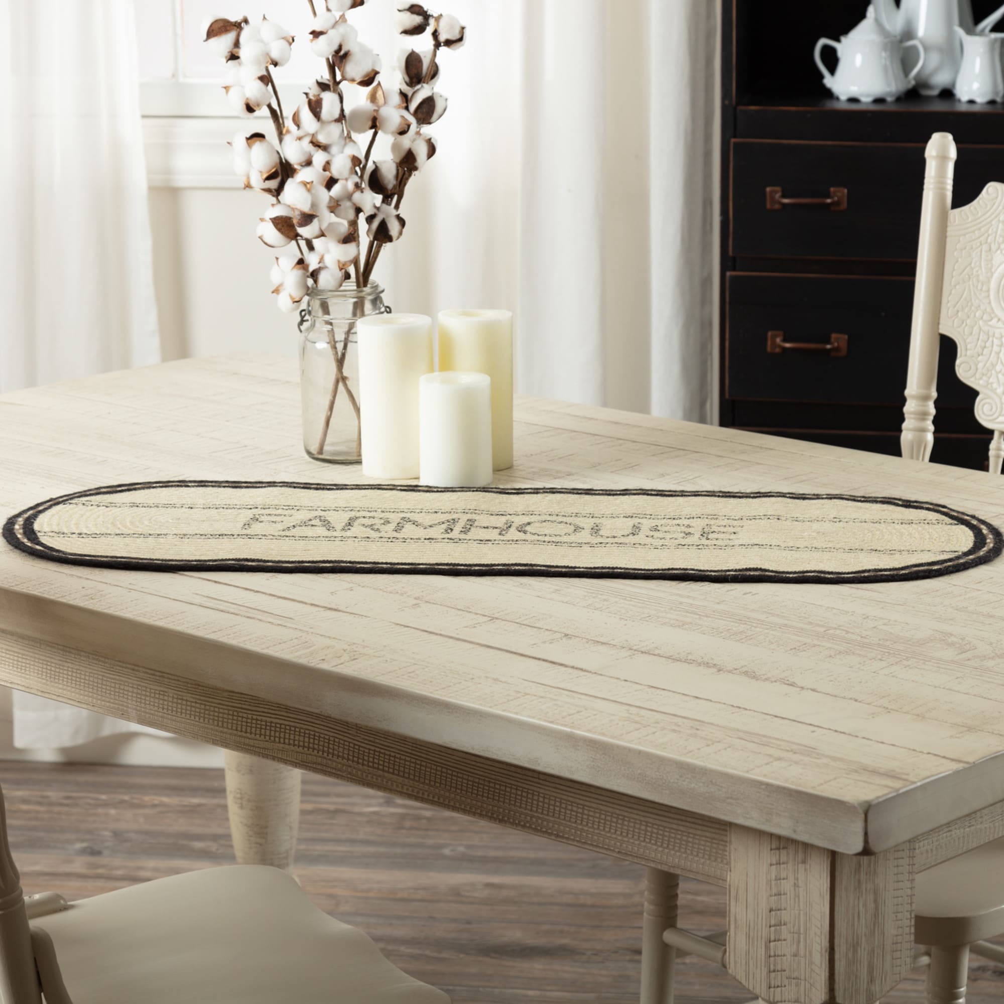 Vhc Sawyer Mill Farmhouse Tabletop Kitchen Stenciled Oval Jute Runner