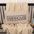 Farmhouse Bedding Miller Farm 14X22 Pillow Cotton Text Stenciled Chambray Pillow Cover Pillow Insert Rectangle