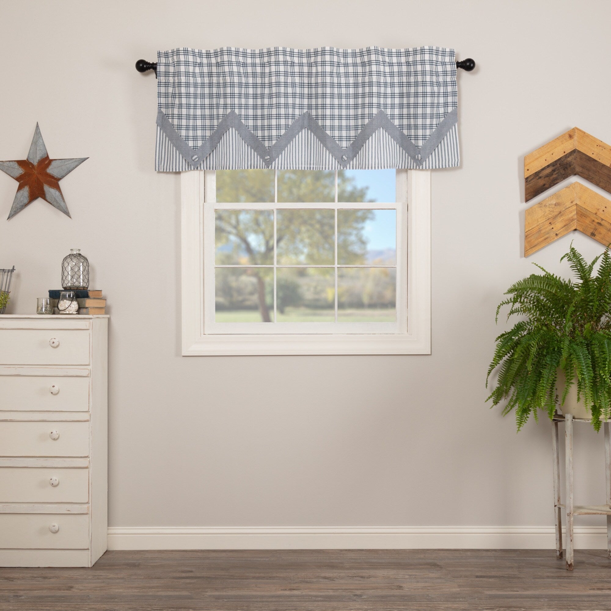 Vhc Brands Chambray Cotton Rod Pocket Farmhouse Kitchen Curtains