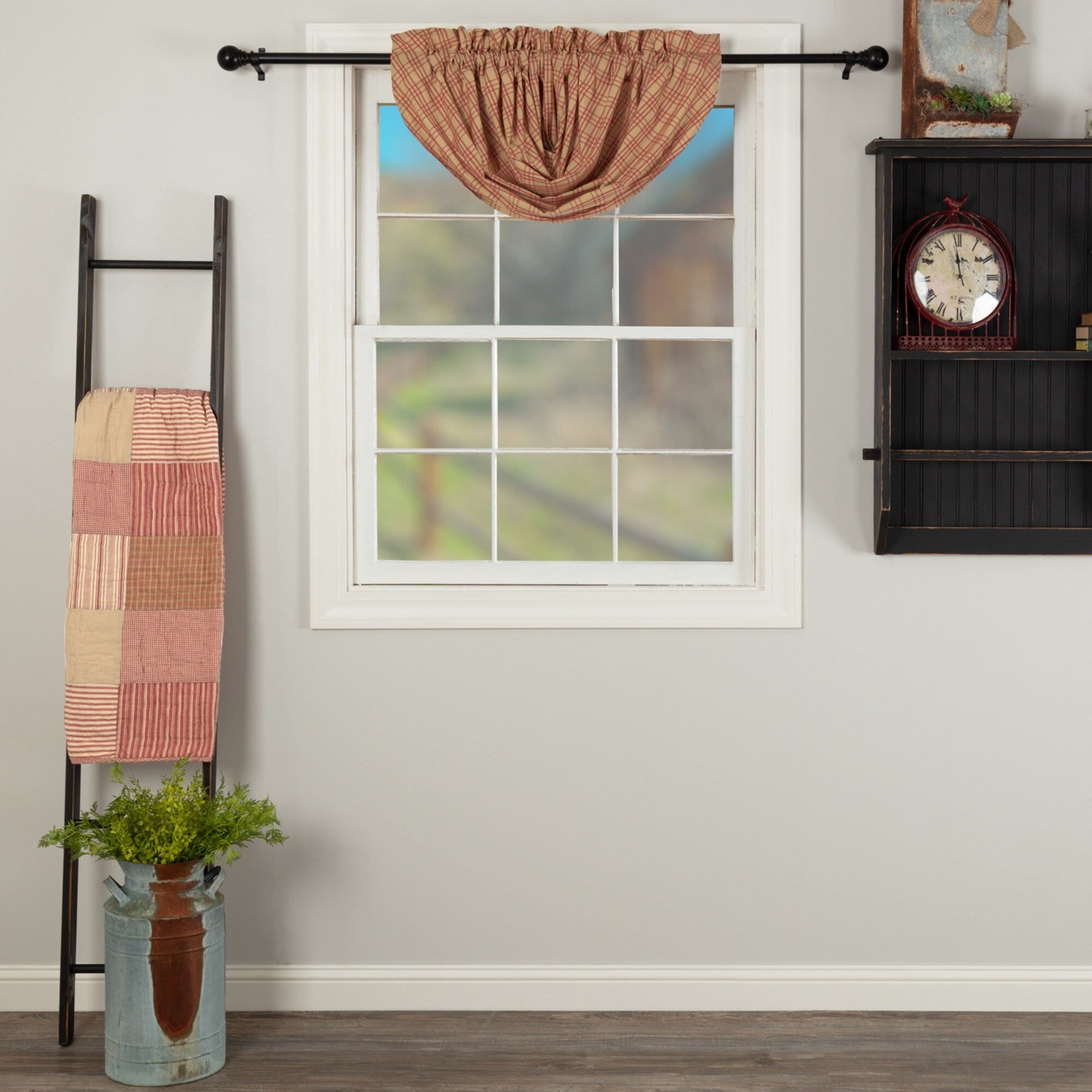 Vhc Farmhouse Country Curtains Sawyer Mill Plaid Balloon Valance