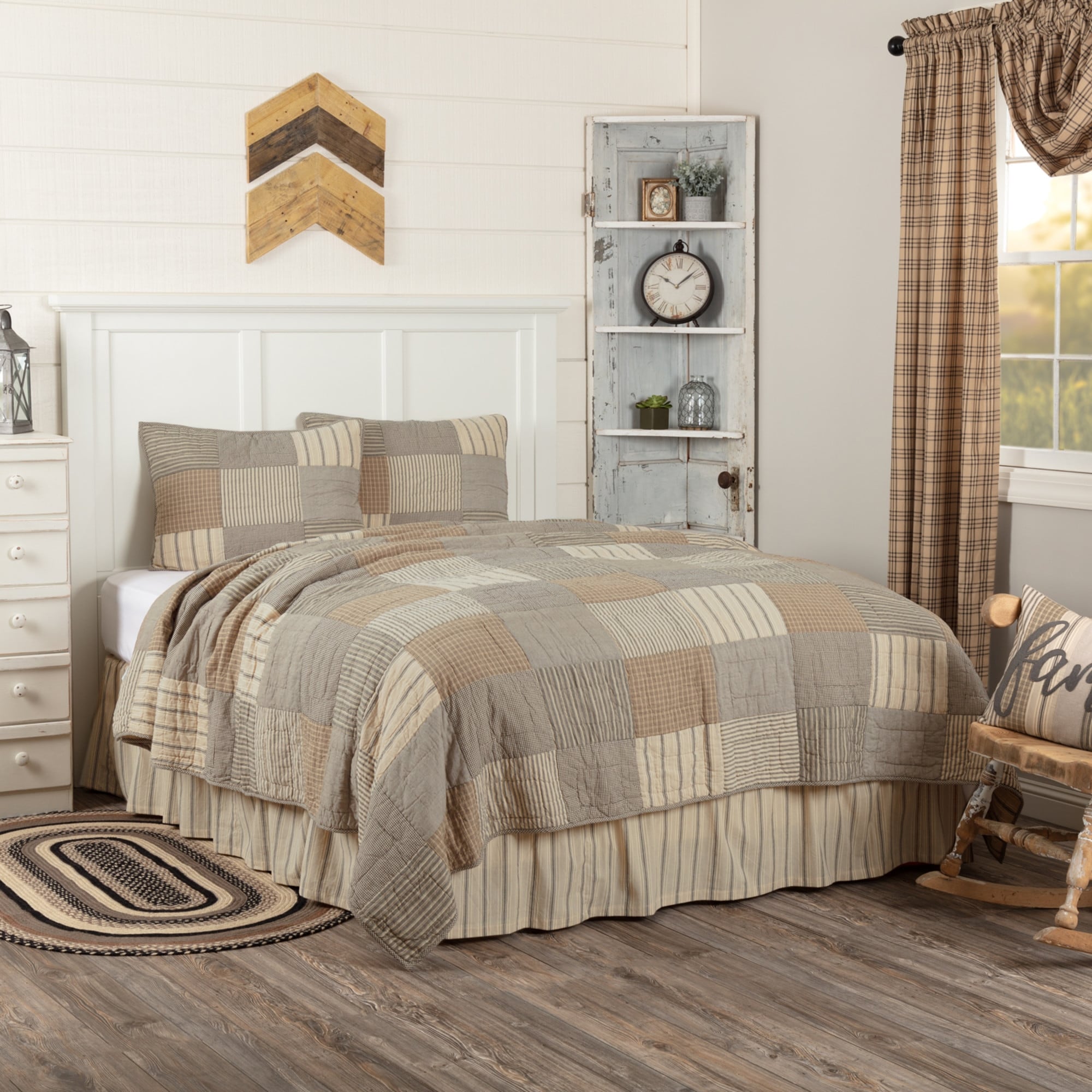 Grey Farmhouse Bedding Miller Farm Quilt Set Cotton Chambray Quilt Sham