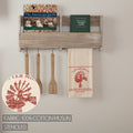 Vhc Brands Red Tan Cotton Muslin Stenciled Farmhouse Kitchen Towel With Fabric Loop
