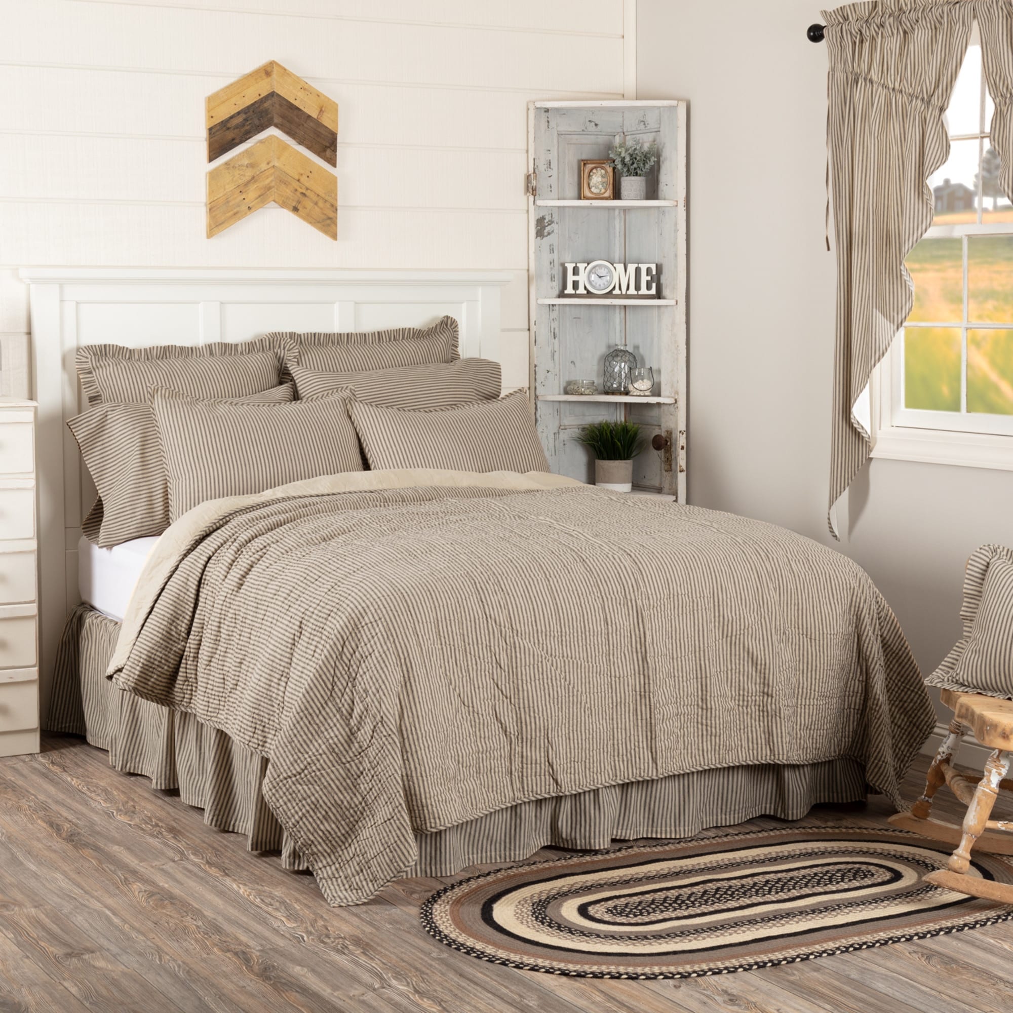 Vhc Farmhouse Bedding Sawyer Mill Striped Cotton Quilted Coverlet