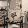 Farmhouse Bedding Miller Farm Windmill 18X18 Pillow Cotton Graphic Print Stenciled Chambray Pillow Cover Pillow Insert Square