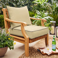 Sawyer Sunbrella Antiqu Beige With Charcoal Cording Indoor Outdoor Chair Cushion And Pillow Set