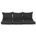 Sawyer Sunbrella Canvas Black And Canvas Indoor Outdoor Corded Pillow And Cushion Sofa Set