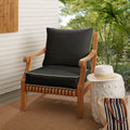 Sawyer Sunbrella Canvas Black With Canvas Cording Indoor Outdoor Cushion And Pillow Set