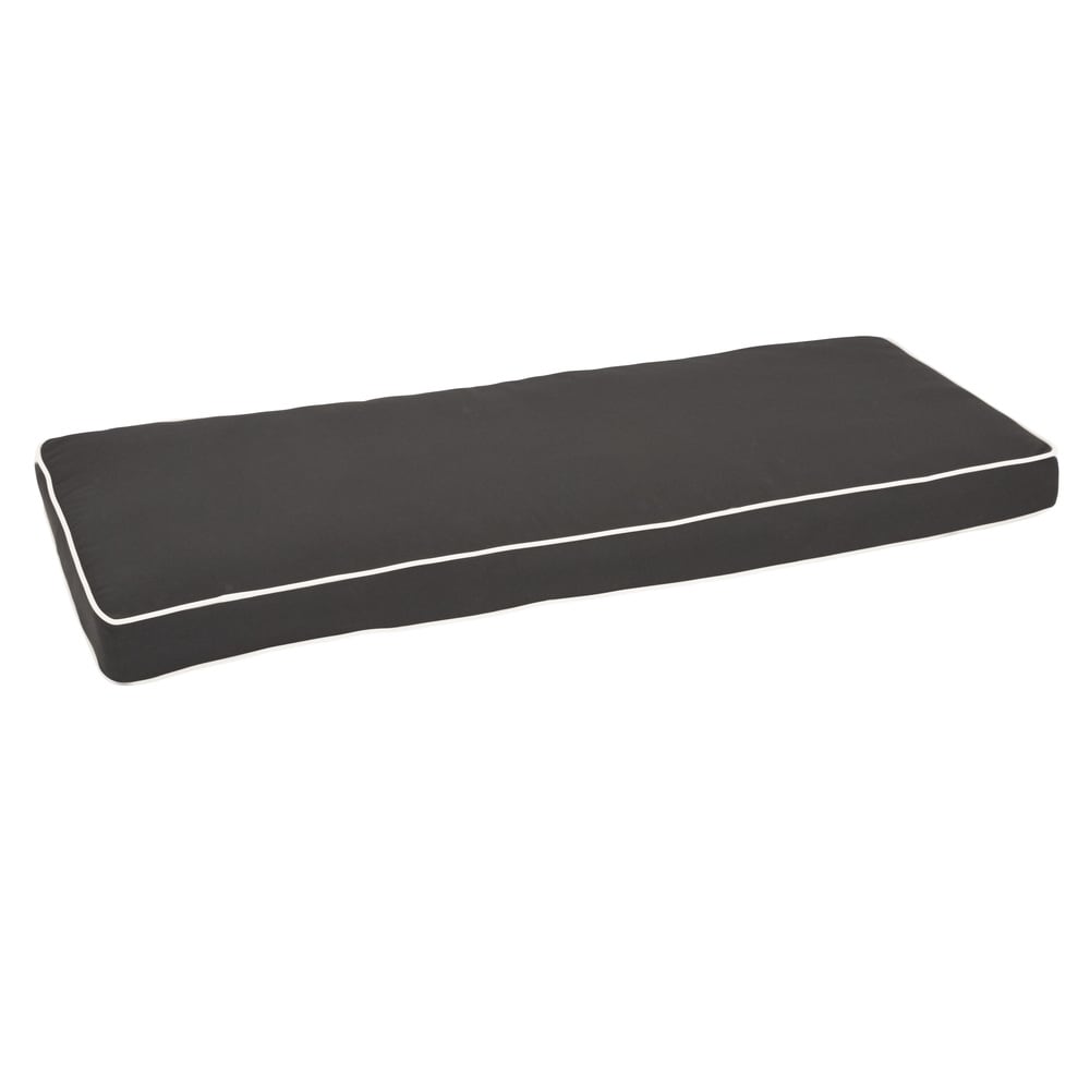 Sawyer Sunbrella Canvas Black With Canvas Cording Indoor Outdoor Bench Cushion