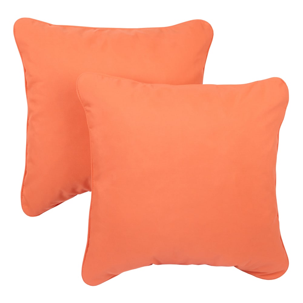 Sawyer Sunbrella Canvas Melon Indoor Outdoor 20 Inch Corded Pillow Set