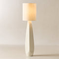 Saxon White High-Gloss Resin Table Lamp with Silk Shade