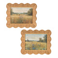 Scalloped Bamboo Framed Landscape Print Set Of 2