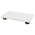 Scalloped Marble Tray With Mango Wood Feet Decorative Display Stand For Kitchen Bath Entertaining 14 X8 X1.5