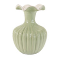 Scalloped Ribbed Dolomite Vase 8 H