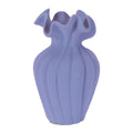 Scalloped Ribbed Stoneware Vase 7.75 H