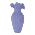 Scalloped Ribbed Stoneware Vase 9 H