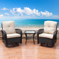 3Pc Wicker Swivel Conversation Set