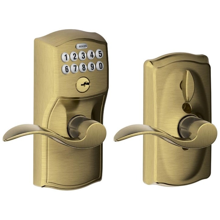 Schlage Fe595V Cam Acc Camelot Keypad Entry With Flex Lock Door Lever Set With Accent Interior Lever