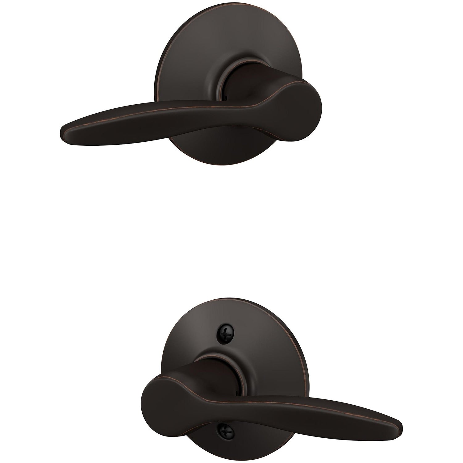 Schlage F10 Del Delfayo Passage Door Lever Set With Plymouth Trim