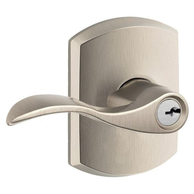 Schlage F51 Acc Grw Accent Single Cylinder Keyed Entry Door Lever Set With Decorative Greenwich Trim