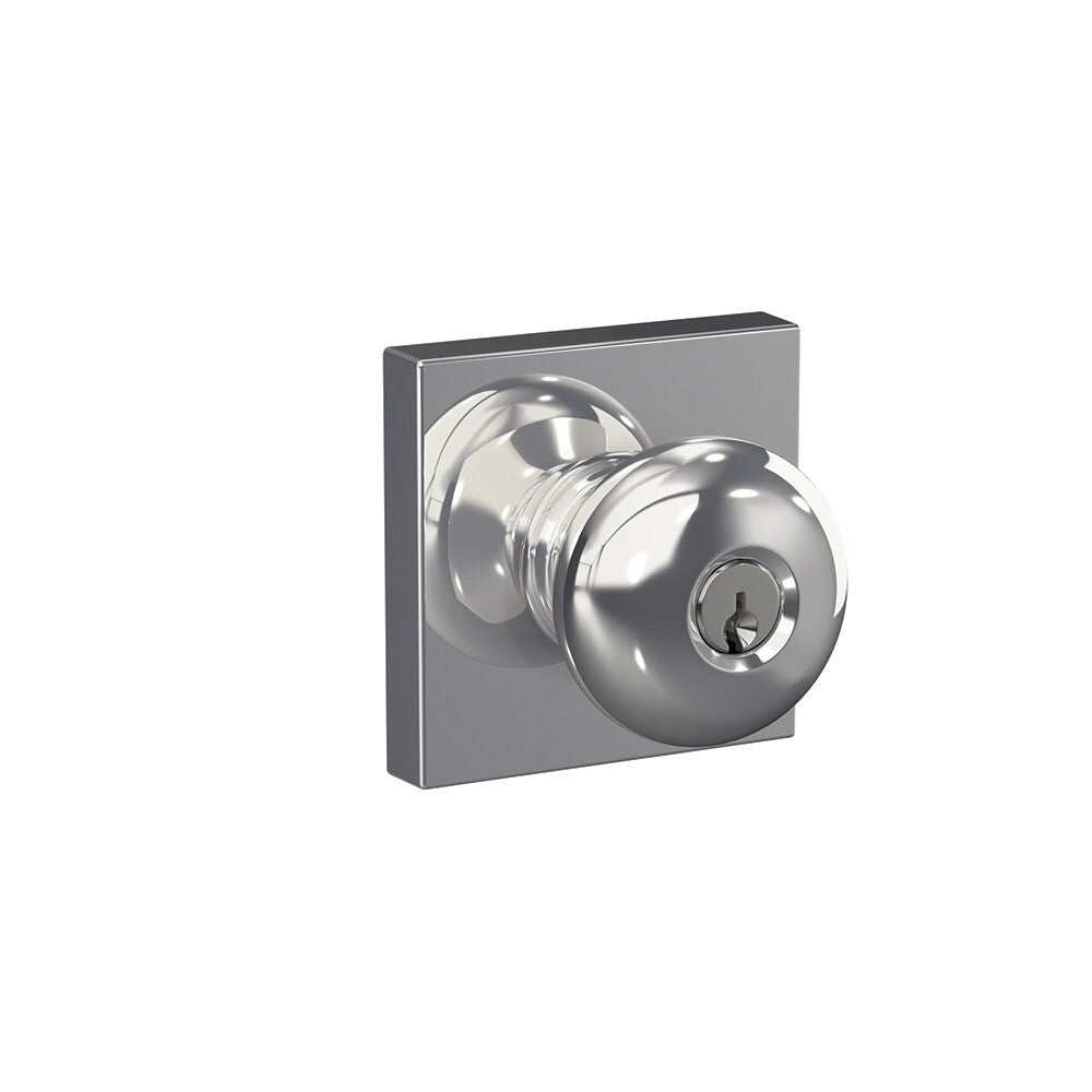 Schlage F51A Ply Col Plymouth Keyed Entry Single Cylinder Door Knob Set With Collins Trim