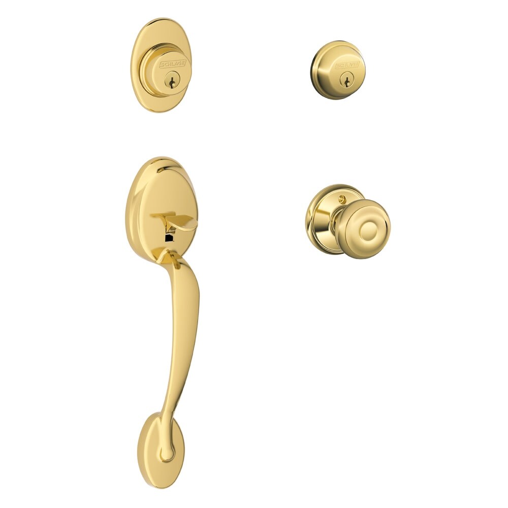 Schlage F62 Ply Geo Plymouth Double Cylinder Handleset With Georgian Interior Knob From The F Series