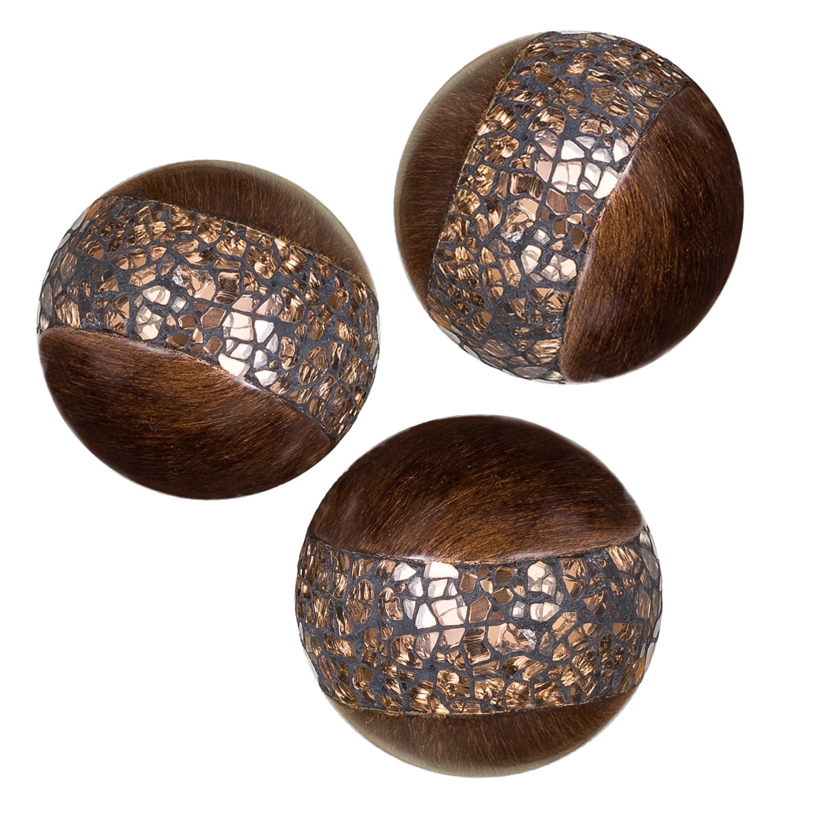 Schonwerk Set Of 3 Decorative Orbs For Bowls And Vases Walnut