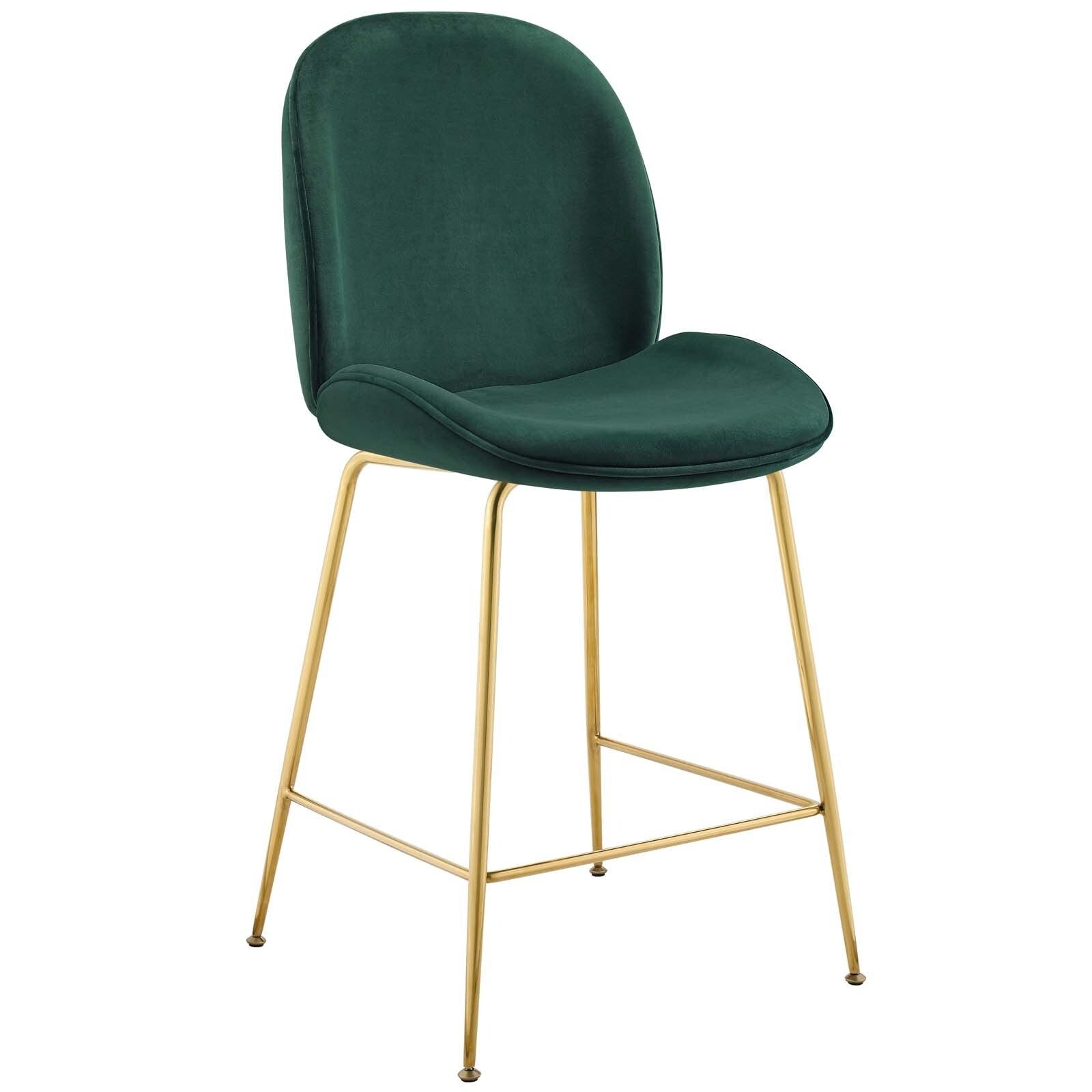 Scoop Gold Stainless Steel Leg Performance Velvet Counter Stool N A