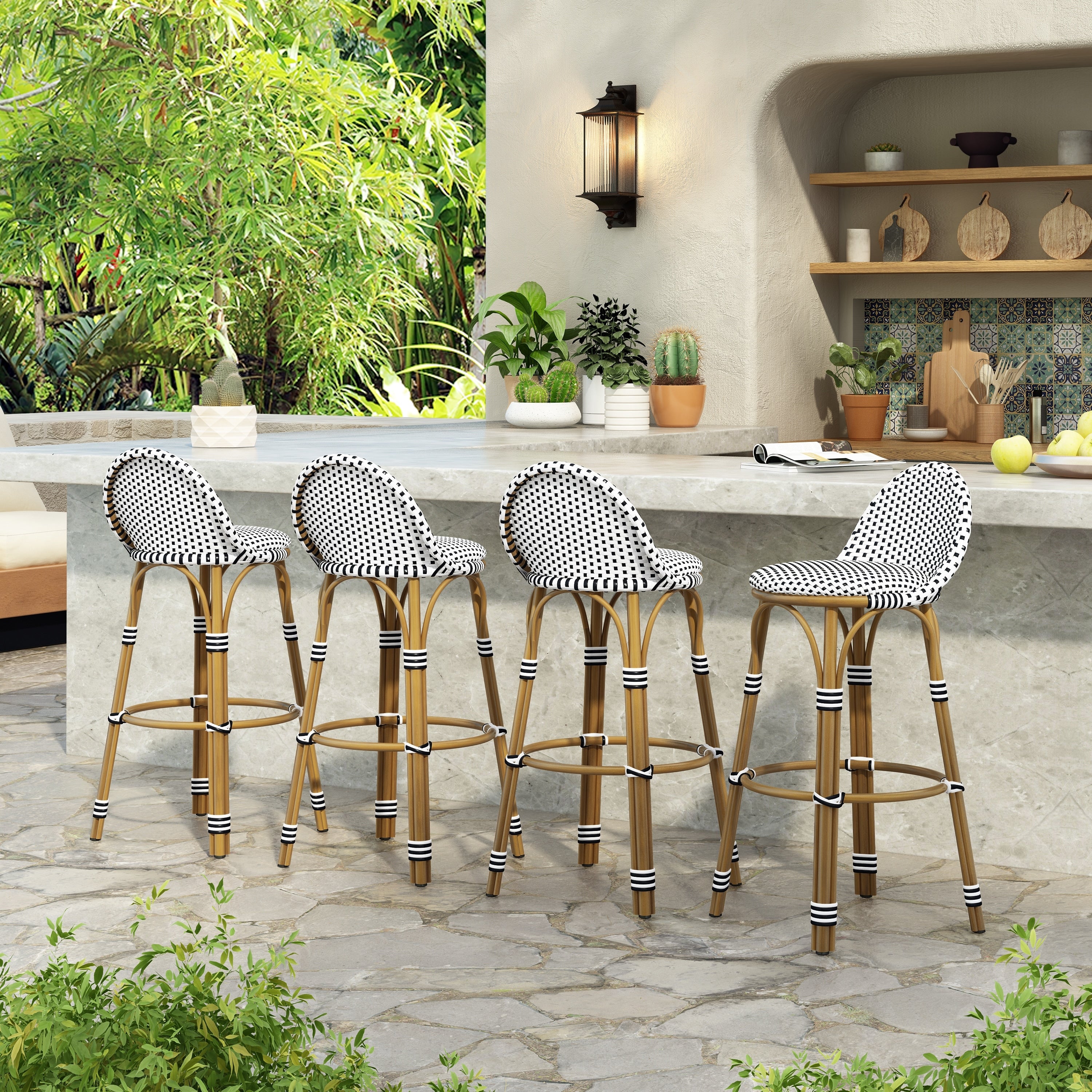 Scott Living Alura Outdoor Bar Stool Woven Wicker