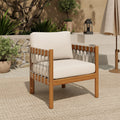 Scott Living Coastal Haven Outdoor Chair Acacia Wood With Beige Cushions