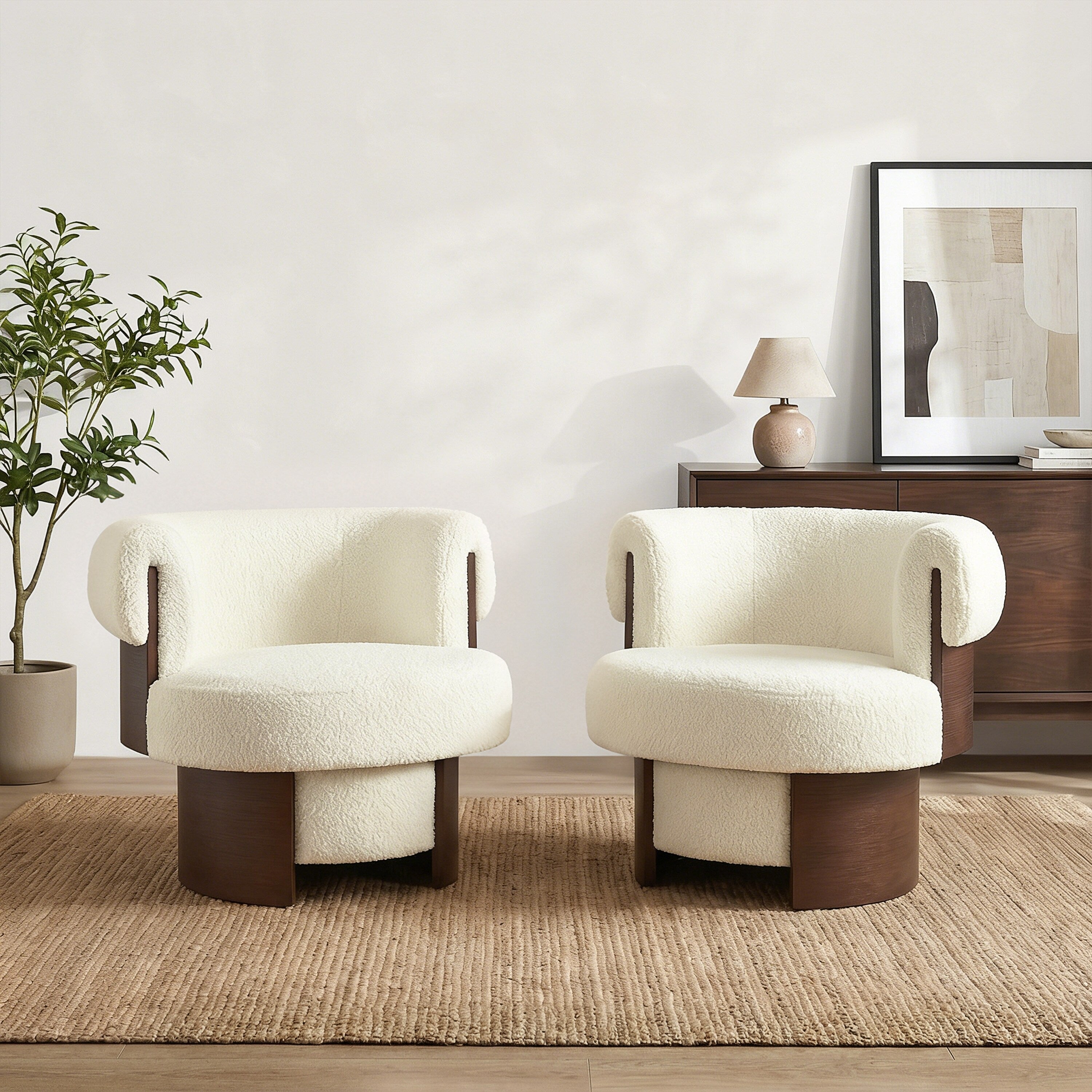Scott Living Scrolla Beige Swivel Barrel Chair