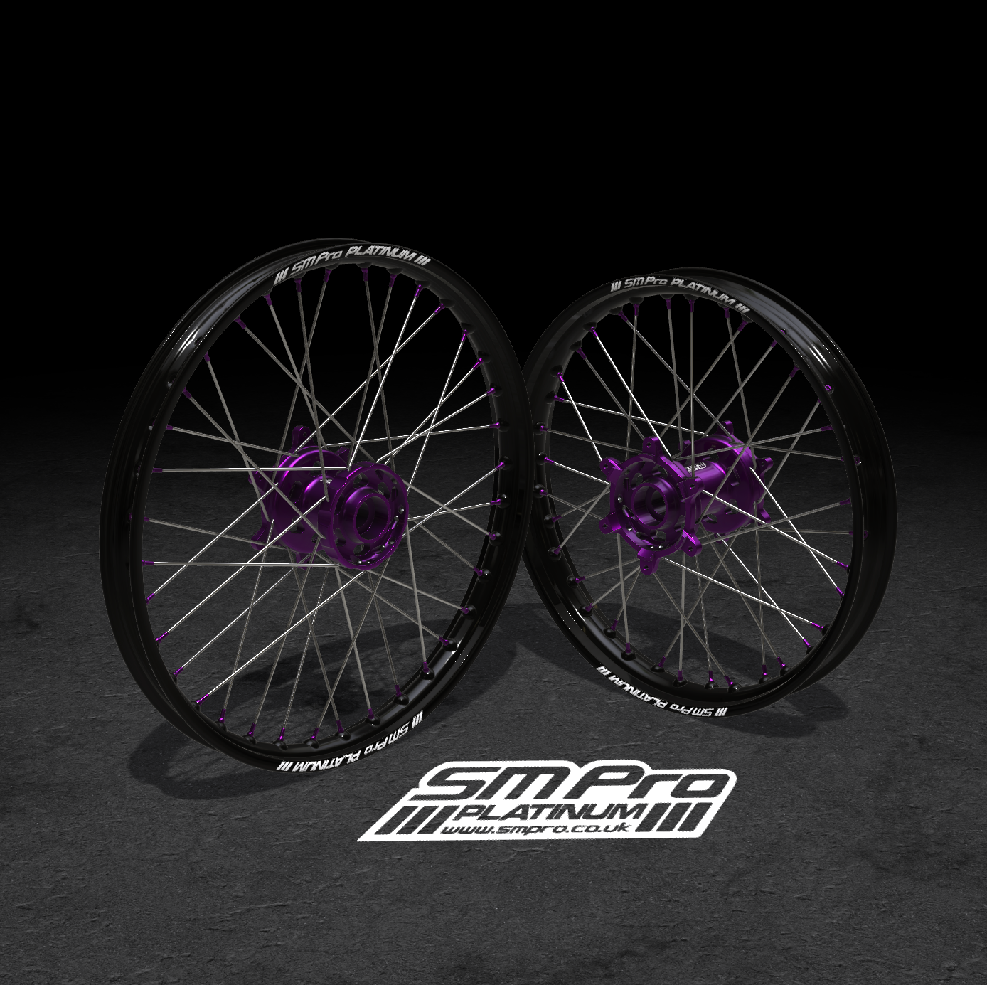 SM PRO SUR RON WHEEL SET 19/19″ STANDARD PURPLE/PURPLE/STEEL COMBO