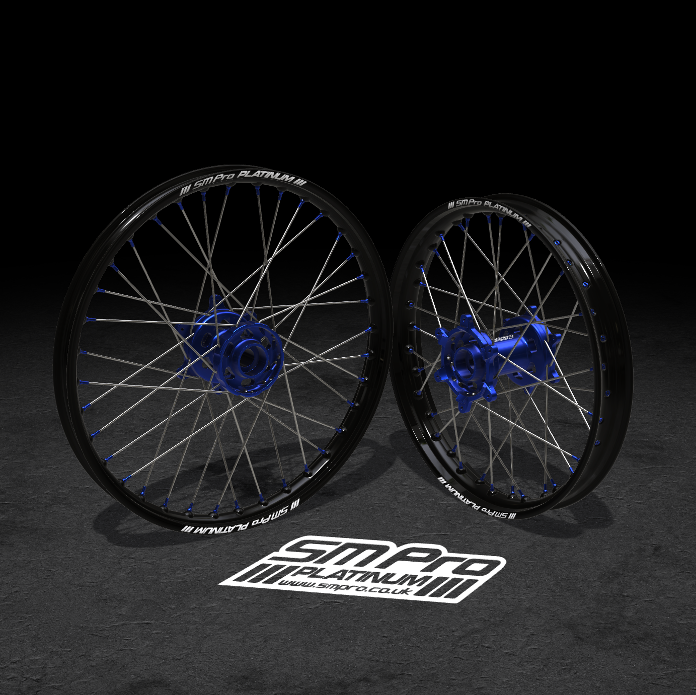 SM PRO TALARIA WHEEL SET 19/16″ SILVER/BLUE COMBO