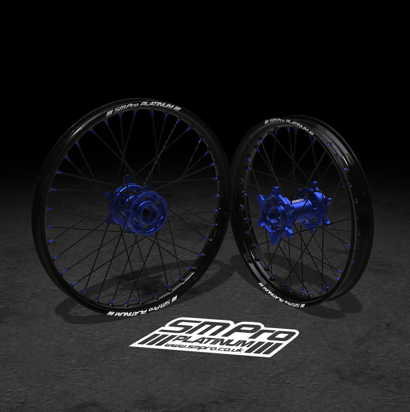 SM PRO TALARIA WHEEL SET 19/16″ BLACK/BLUE COMBO