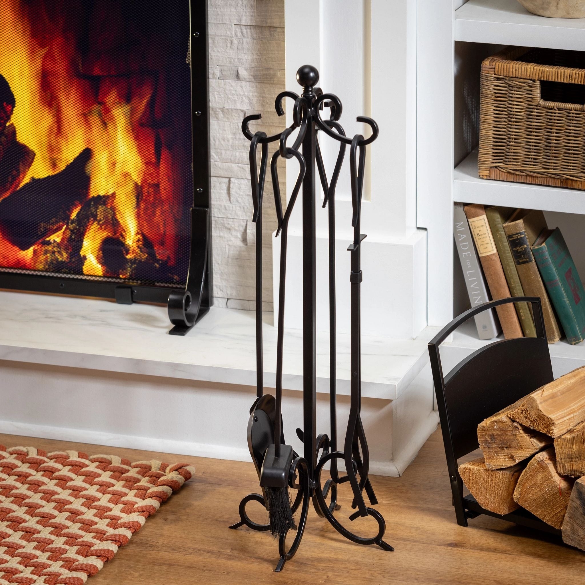 Scroll 5 Piece Steel Fireplace Tool Set 30 In