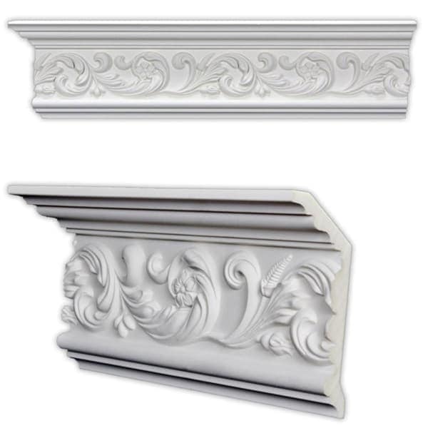 Scrolling Leaf 6.375 Inch Crown Molding 8 Pieces