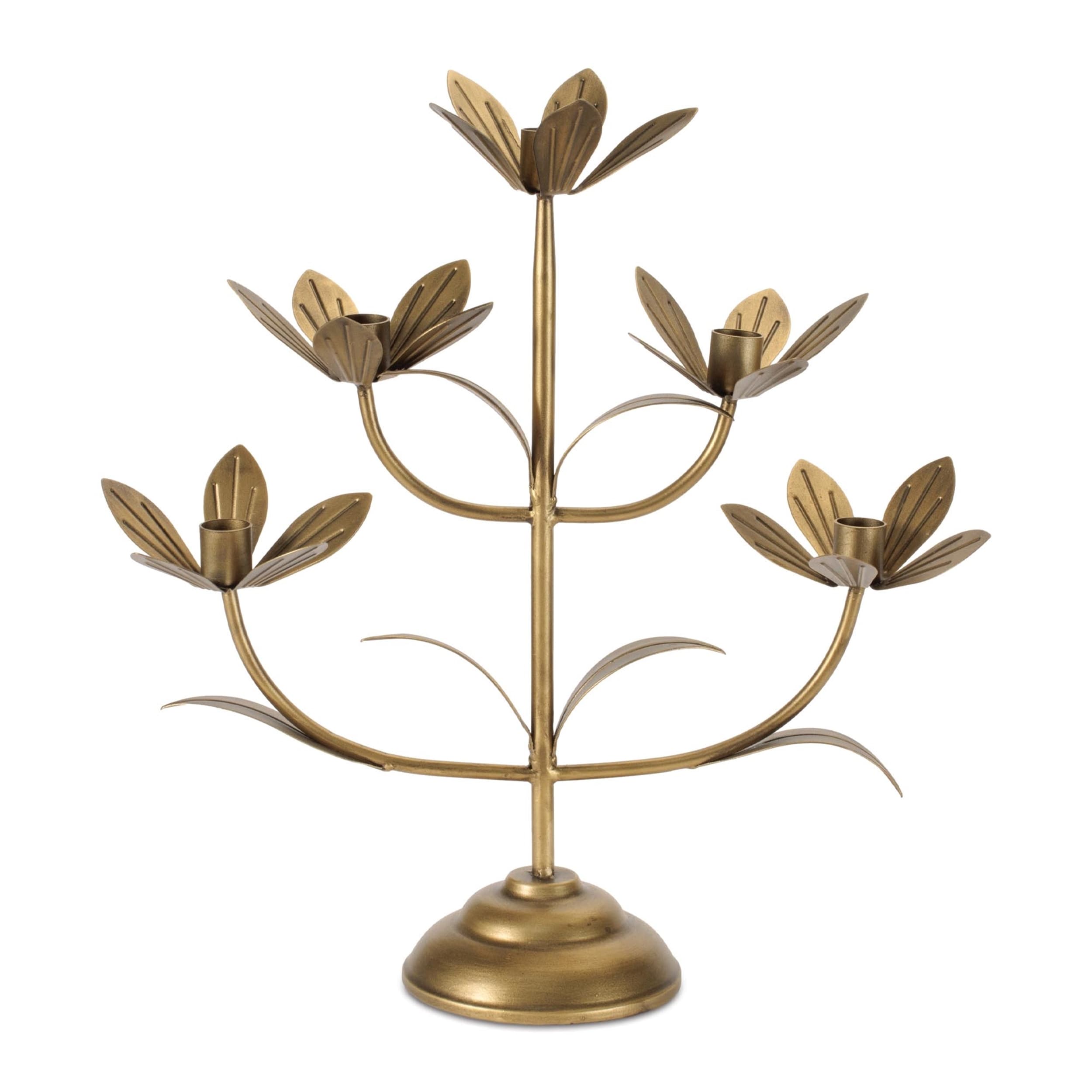 Sculpted Floral Candelabra 16.75 H