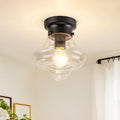 Sculptural Clear Glass Dimmable 1 Light Mini Flush Mount 7.9 In