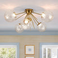 Sculptural Textured Glass Globe Dimmable Led Sputnik Ceiling Light