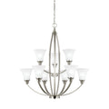 Sea Gull Metcalf 9 Light Satin Etched Glass Chandelier