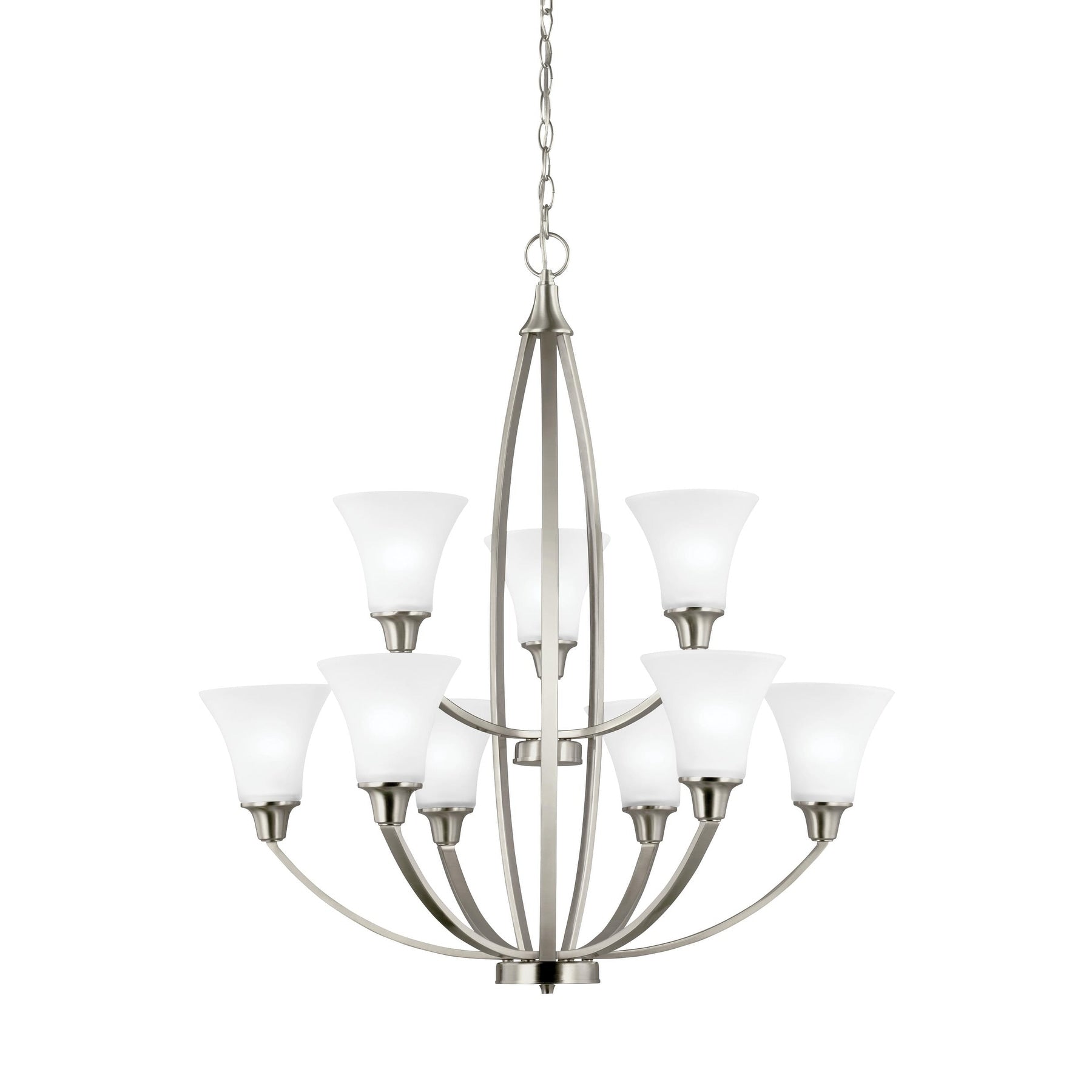 Sea Gull Metcalf 9 Light Satin Etched Glass Chandelier