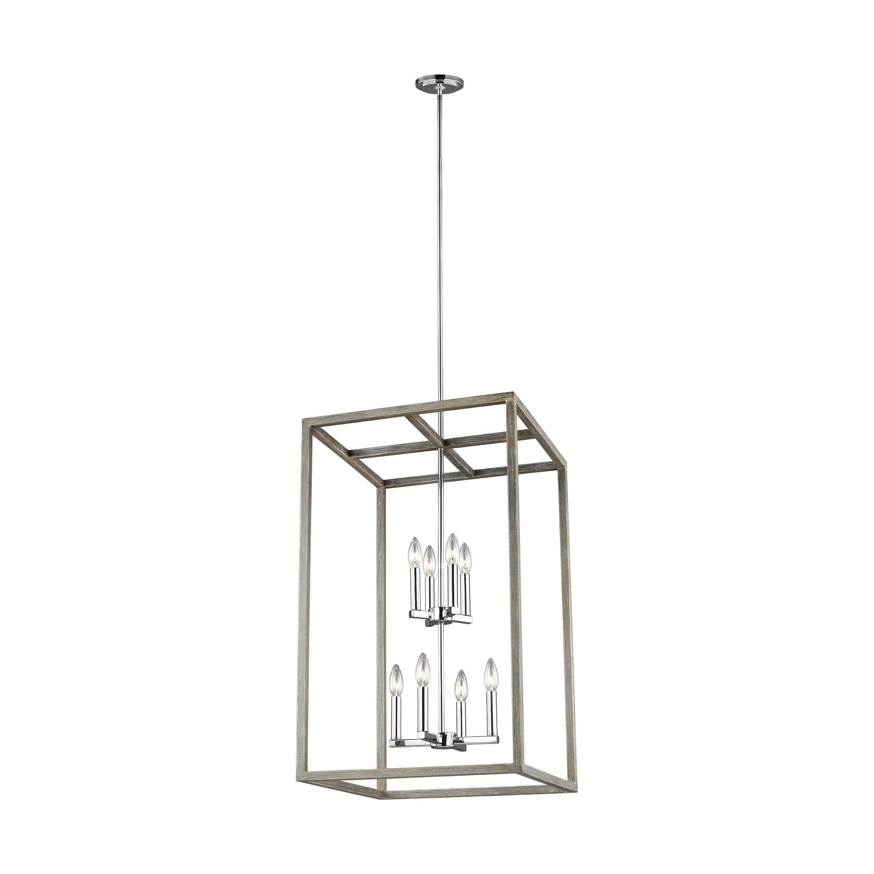 Sea Gull Moffet Street Washed Pine 8 Light Hall Foyer Pendant