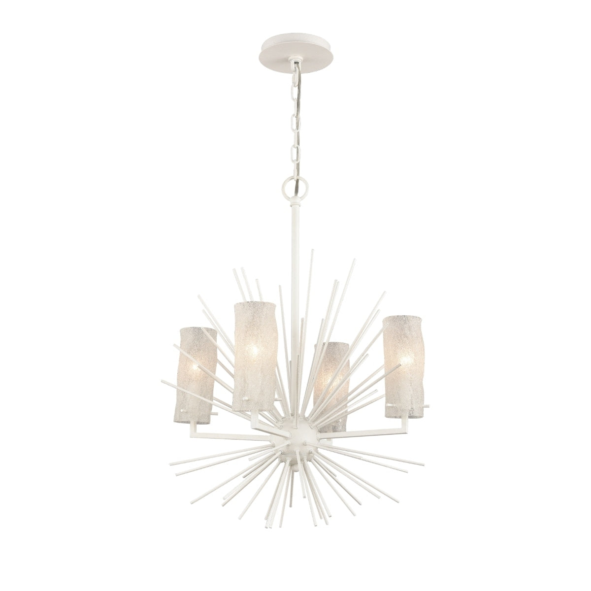 Sea Urchin 20 Inch Wide 4 Light Chandelier In White Coral
