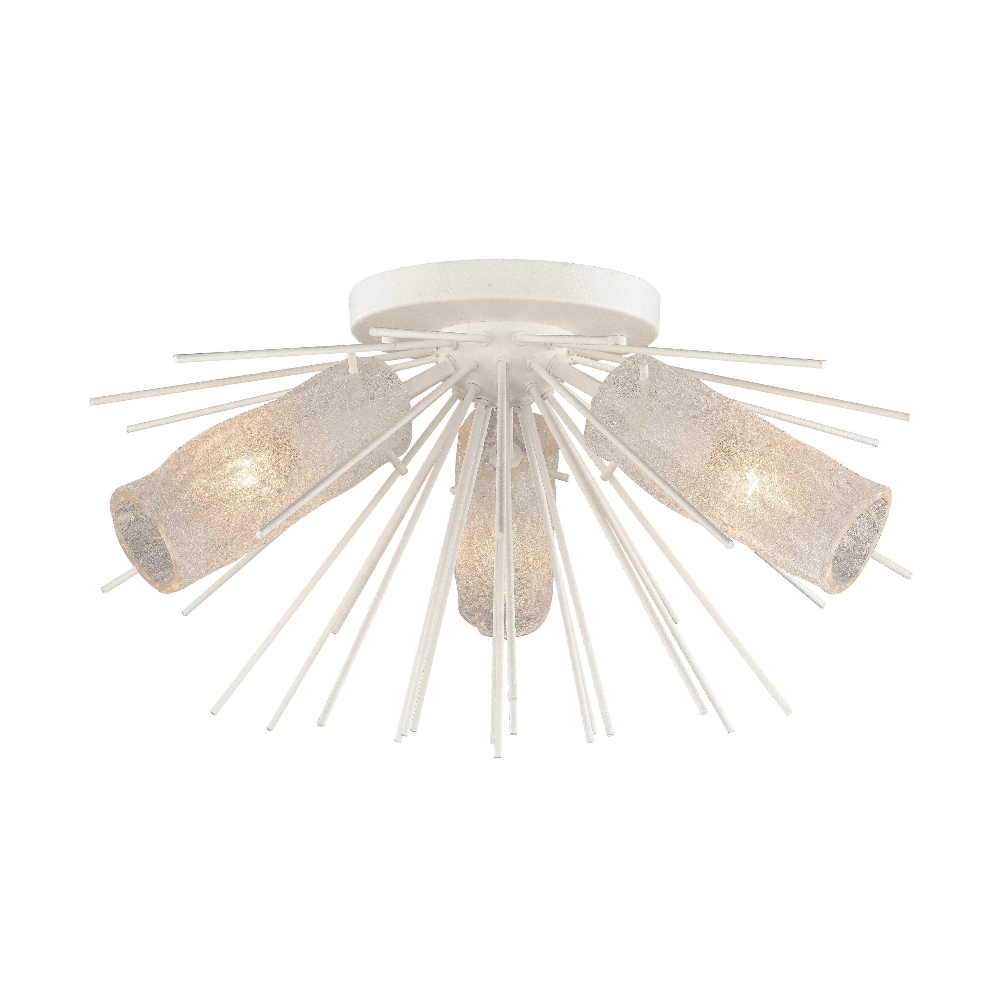 Sea Urchin 20 Wide 3 Light Semi Flush Mount White Coral 20 Inch W