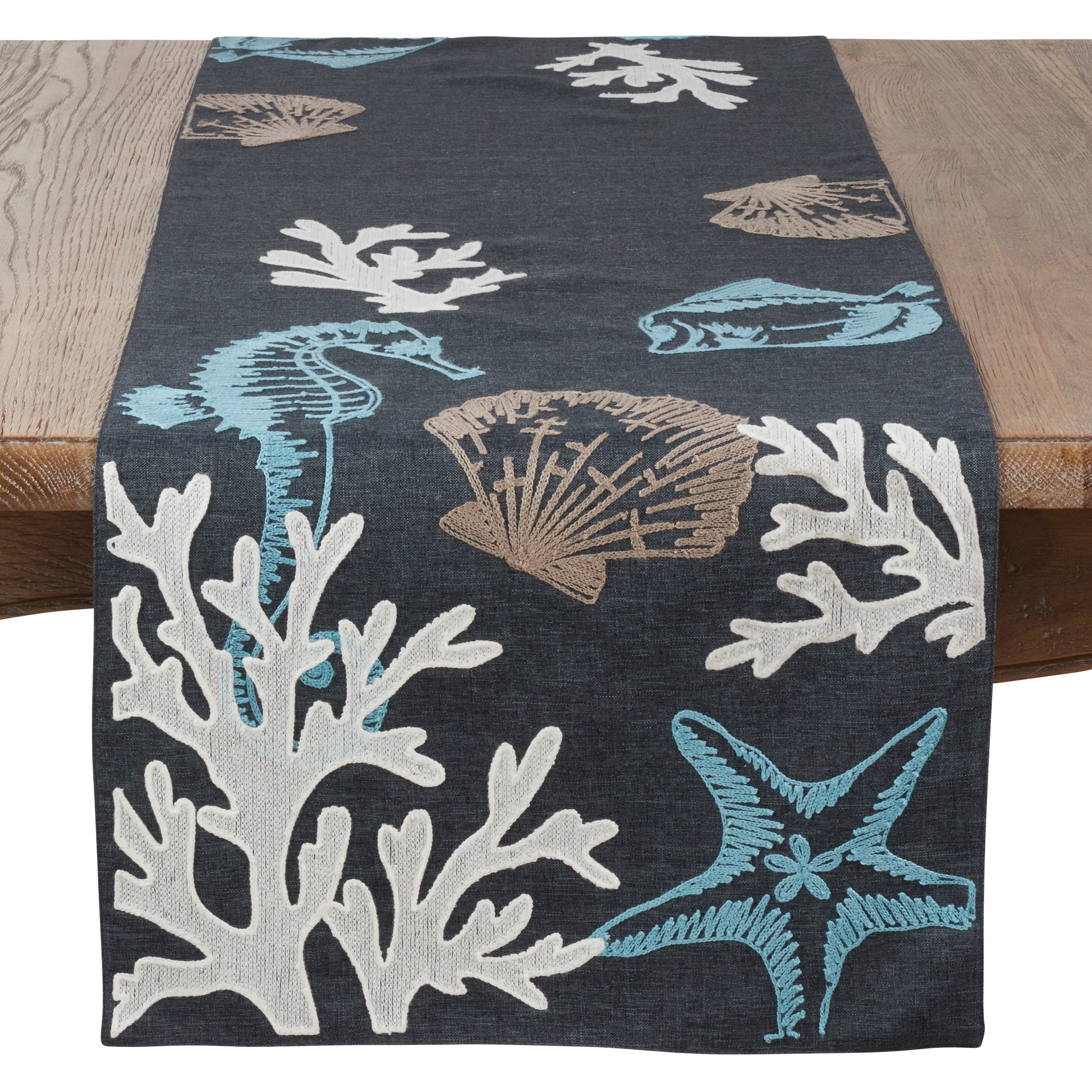 Saro Lifestyle Sea Life Print Table Runner