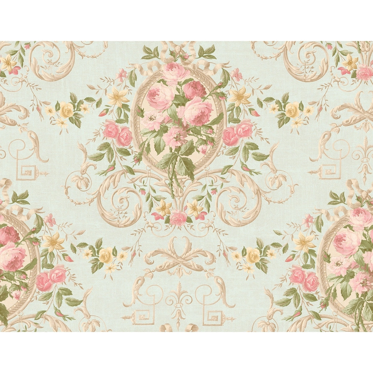 Seabrook Designs Aurore Floral Cameo Unpasted Wallpaper
