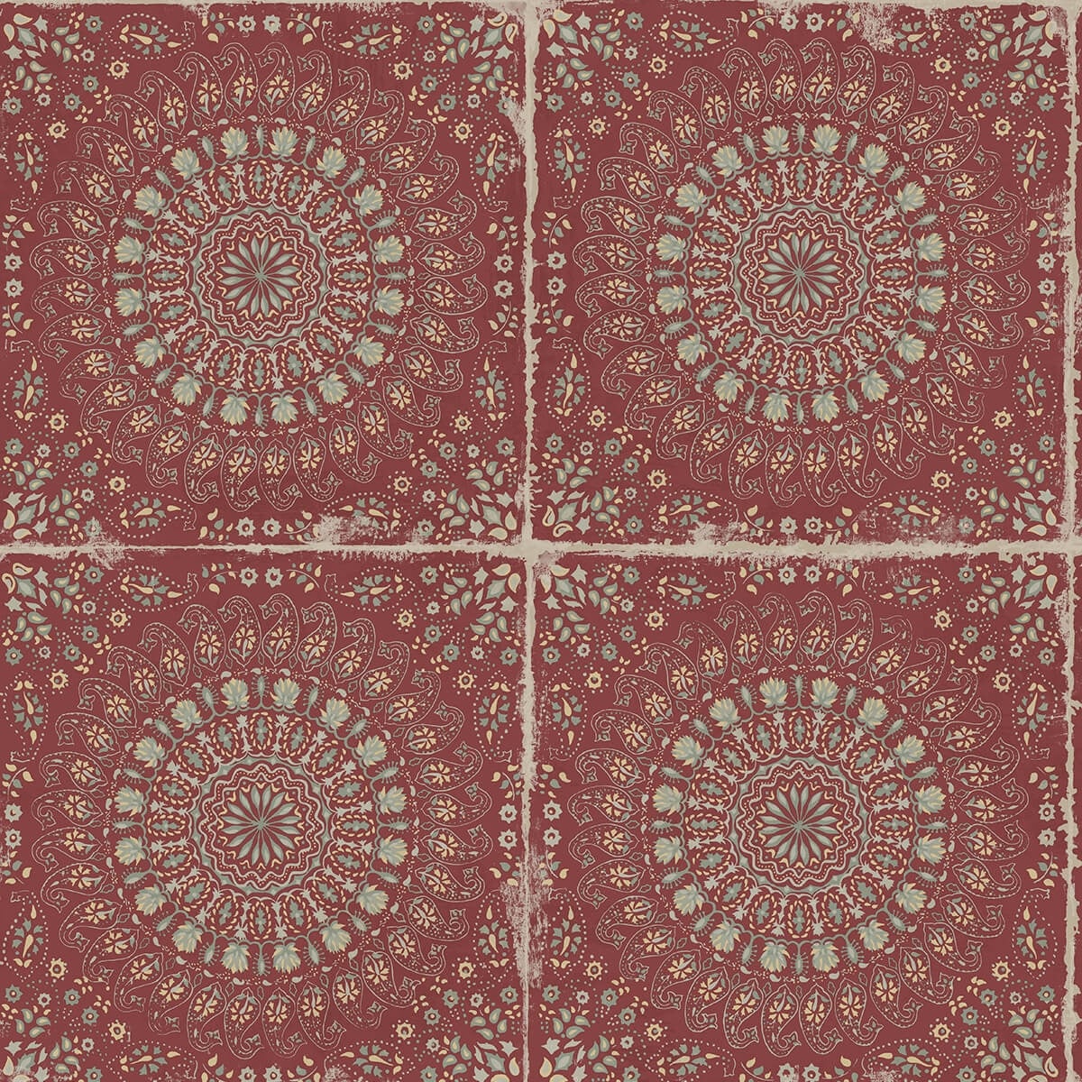 Seabrook Designs Mandala Boho Tile Unpasted Wallpaper