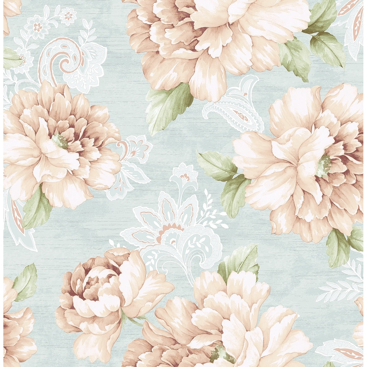 Seabrook Designs Canary Paisley Floral Unpasted Wallpaper