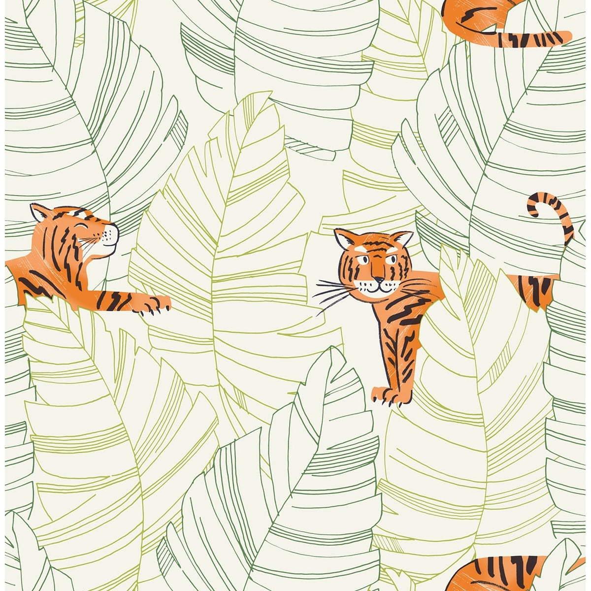 Seabrook Designs Daydreamers Hiding Tigers Unpasted Wallpaper
