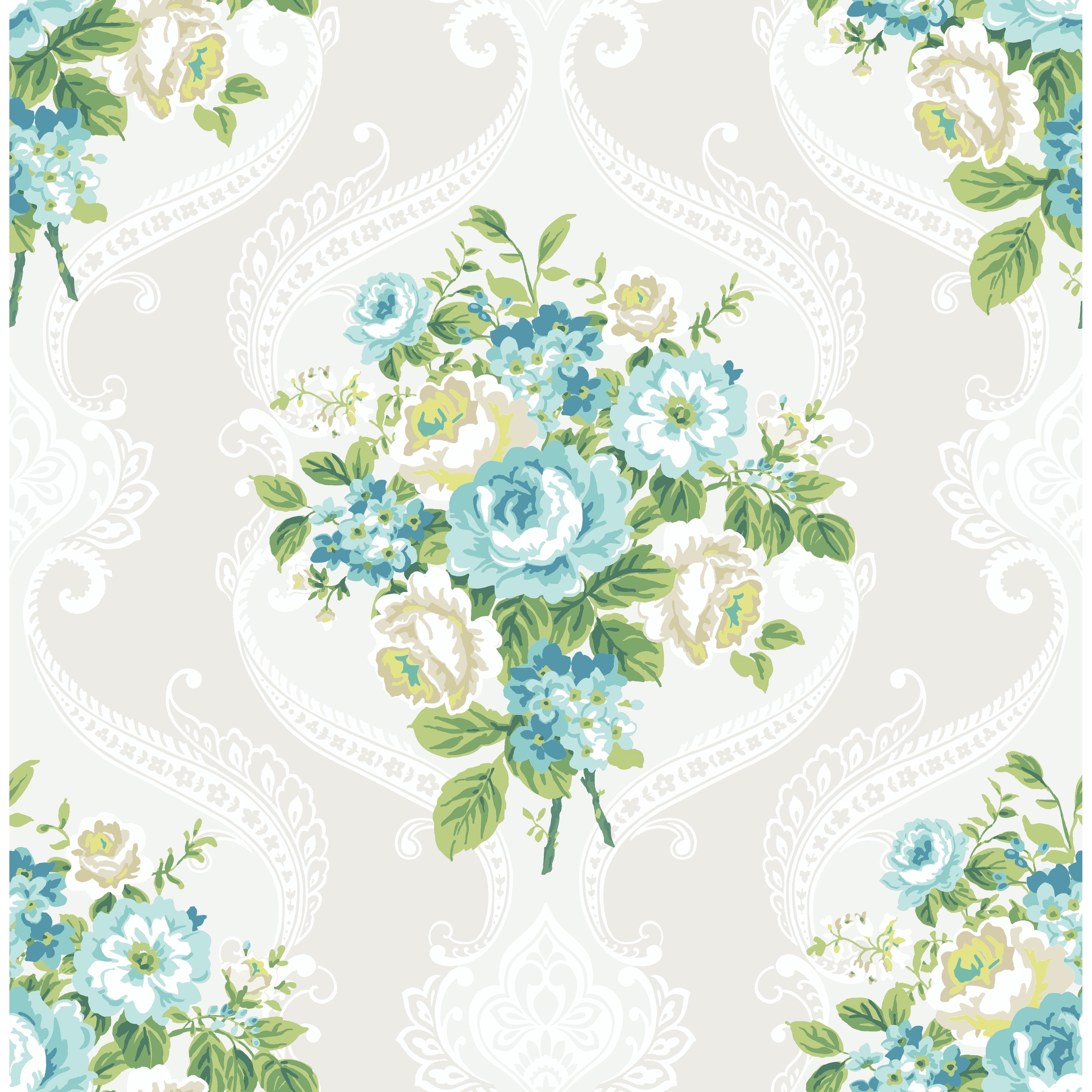 Seabrook Designs Floral Damask Unpasted Wallpaper