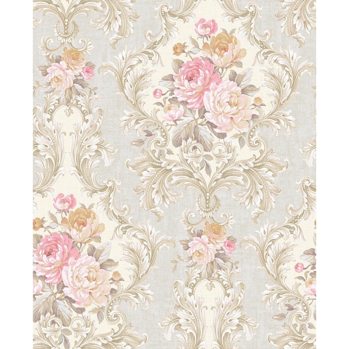 Seabrook Designs Florine Floral Cameo Unpasted Wallpaper